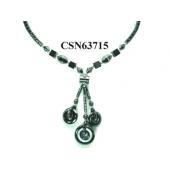 Synthetic Stone Hematite Donut Charm Choker Collar Pendant Necklace